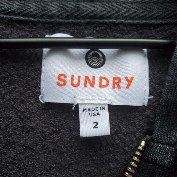 Sundry Camo Zip Up Hoodie Light Dark Grey Print Size 2 Medium Sweatshirt Comfy - Picture 10 of 15